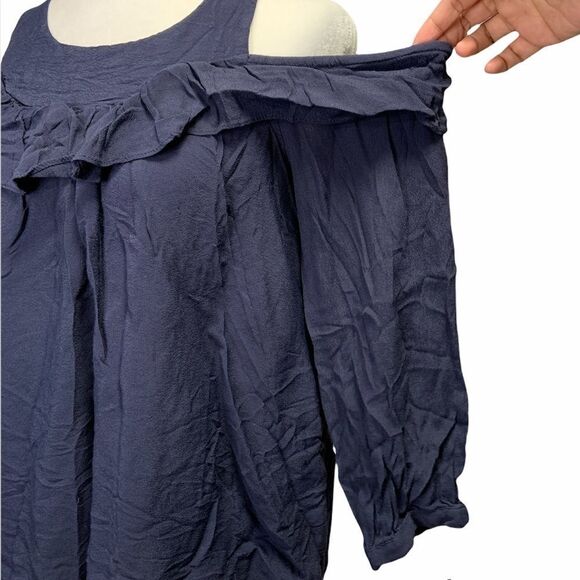 𝅺anthropologie Maeve Breary Cold Shoulder Ruffle Blouse - Picture 9 of 11